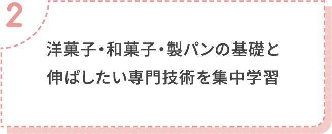 洋菓子・和菓子・製パンの基礎と伸ばしたい専門技術を集中学習